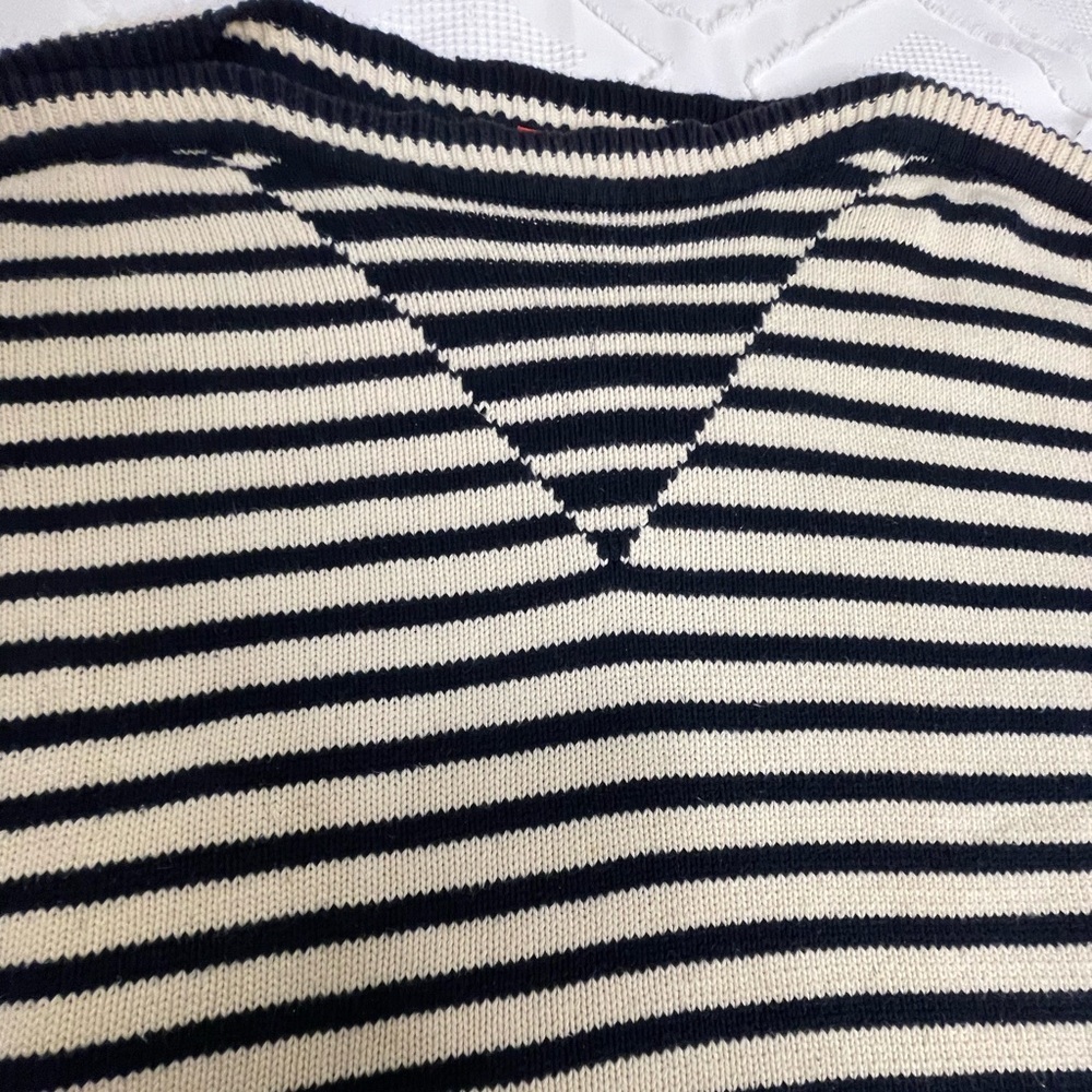 Liz Claiborne Women’s  Nautical Sweater Stripes Blue Ivory Long Sleeves Large - Picture 3 of 9